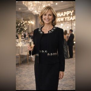 Vintage Kasper NWOT black set (dress/ jacket)  size 6.